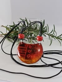 Image 3 of Enamel Pendant Necklace - Abstract Red and Black (EJ021)