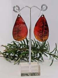 Image 4 of Enamel Pendant Necklace - Abstract Red and Black (EJ021)