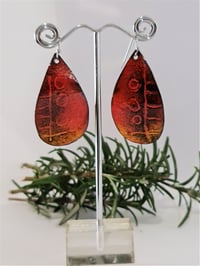 Image 1 of Enamel Drop Earrings - Red Abstract (EJ020)