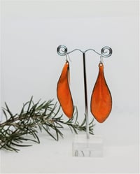 Image 1 of Enamel Drop Earrings - Leaves Orange Large (EJ016)