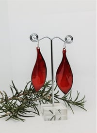 Image 1 of Enamel Drop Earrings - Leaves 2 tone Red  (EJ015)