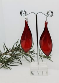 Image 2 of Enamel Drop Earrings - Leaves 2 tone Red  (EJ015)