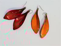 Image 3 of Enamel Drop Earrings - Leaves 2 tone Red  (EJ015)