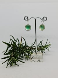 Image 1 of Sterling Silver Enamel Earrings - Avocado Green (SJ002)