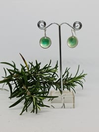 Image 2 of Sterling Silver Enamel Earrings - Avocado Green (SJ002)