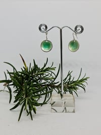 Image 3 of Sterling Silver Enamel Earrings - Avocado Green (SJ002)
