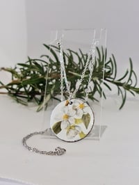 Image 1 of Enamel Pendant Necklace -White Blossom (EJ012)