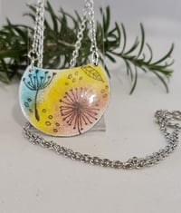 Image 2 of Enamel Pendamt Necklace - Multi Colour Floral and Graphite (EJ011)