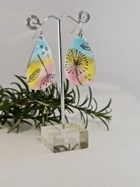 Image 2 of Enamel Drop Earrings - Multi Colour Floral and Graphite (EJ010)