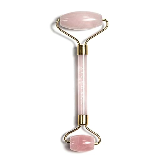 COSMEDIX Rose Quartz Crystal Face Roller for Wrinkles and Lifting - Eye Roller, Ice Roller
