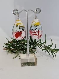 Image 1 of Enamel Drop Earrings - Floral Abstract in bright colours (EJ008)