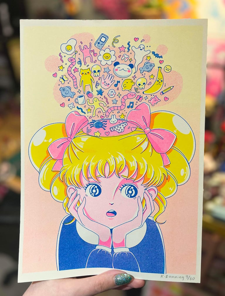 Day Dreamer A4 Risograph Print