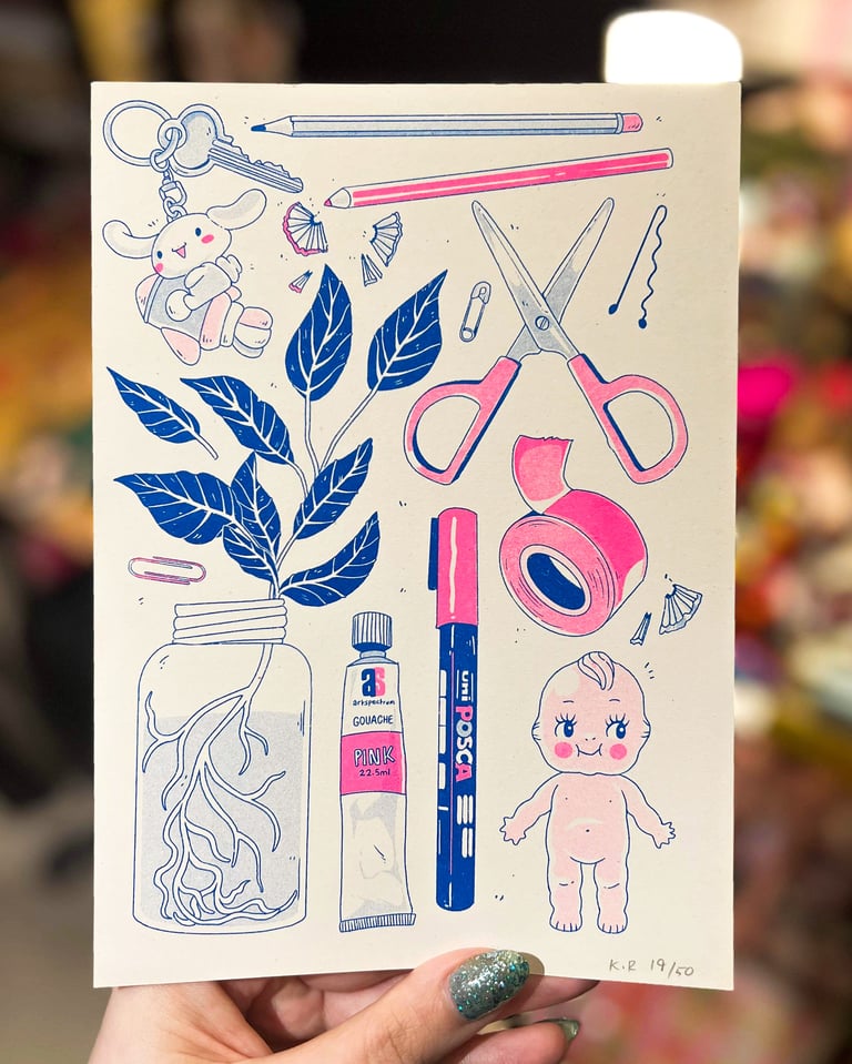 My Desk A5 Risograph Print