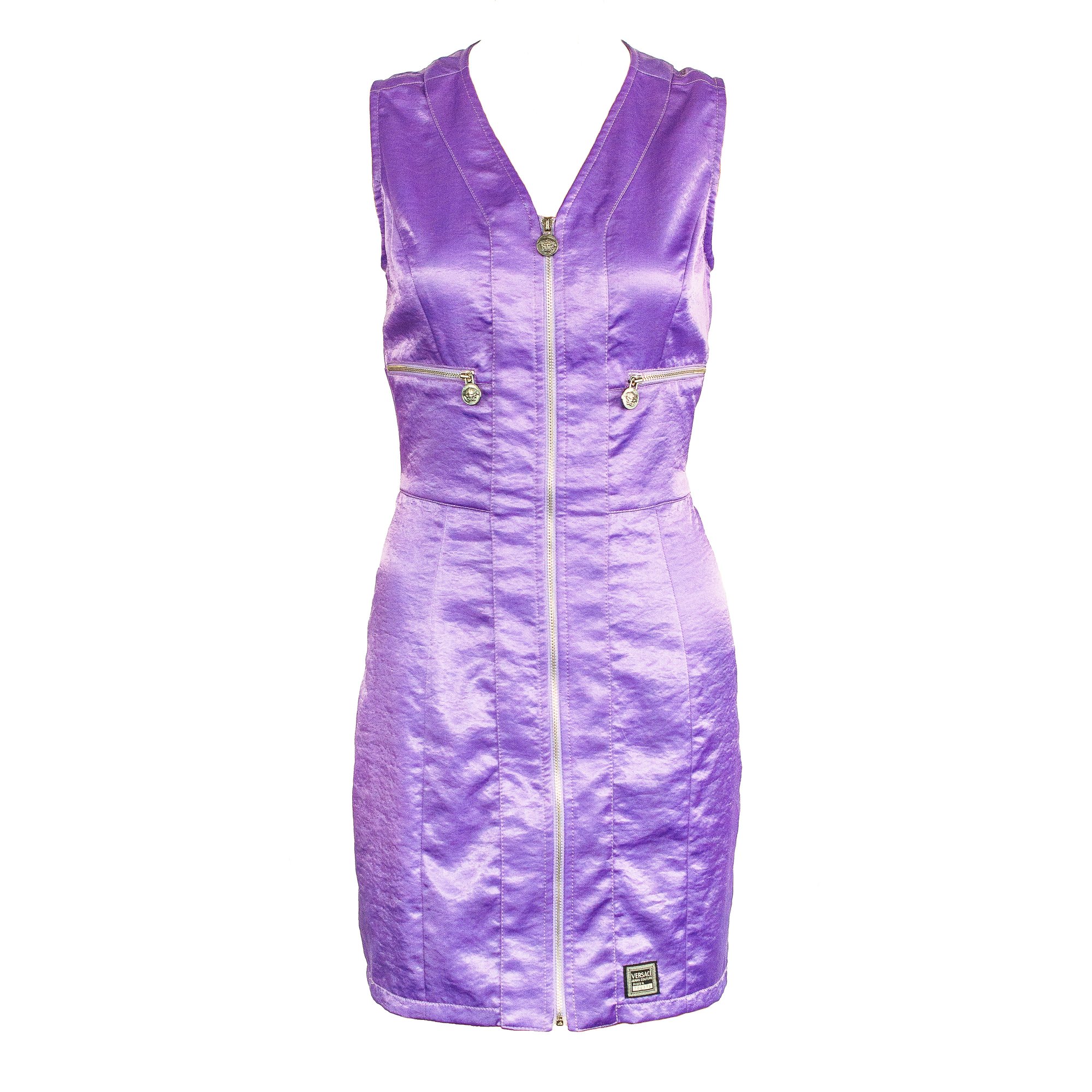 Image of Versace Jeans Couture Purple Satin Mini Dress