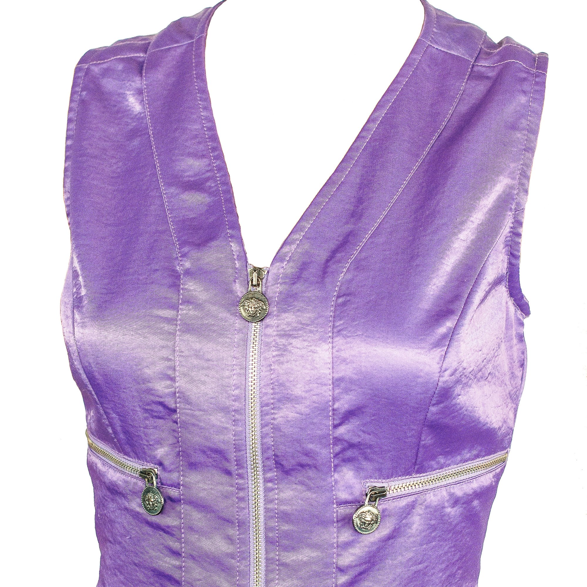 Image of Versace Jeans Couture Purple Satin Mini Dress