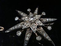 Image 2 of Victorian 18ct old rose cut diamond celestial star starburst brooch pendant