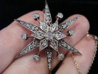 Image 3 of Victorian 18ct old rose cut diamond celestial star starburst brooch pendant