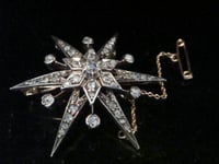 Image 4 of Victorian 18ct old rose cut diamond celestial star starburst brooch pendant