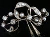 Edwardian 18ct silver old cut diamond 1.50ct+ natural sapphire bow brooch 