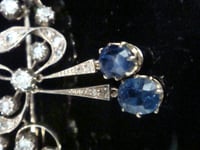 Image 3 of Edwardian 18ct silver old cut diamond 1.50ct+ natural sapphire bow brooch 