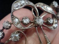 Image 5 of Edwardian 18ct silver old cut diamond 1.50ct+ natural sapphire bow brooch 