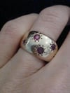 EDWARDIAN 9CT YELLOW GOLD THICK STAR CELESTIAL RUBY BOMBE GYPSY RING