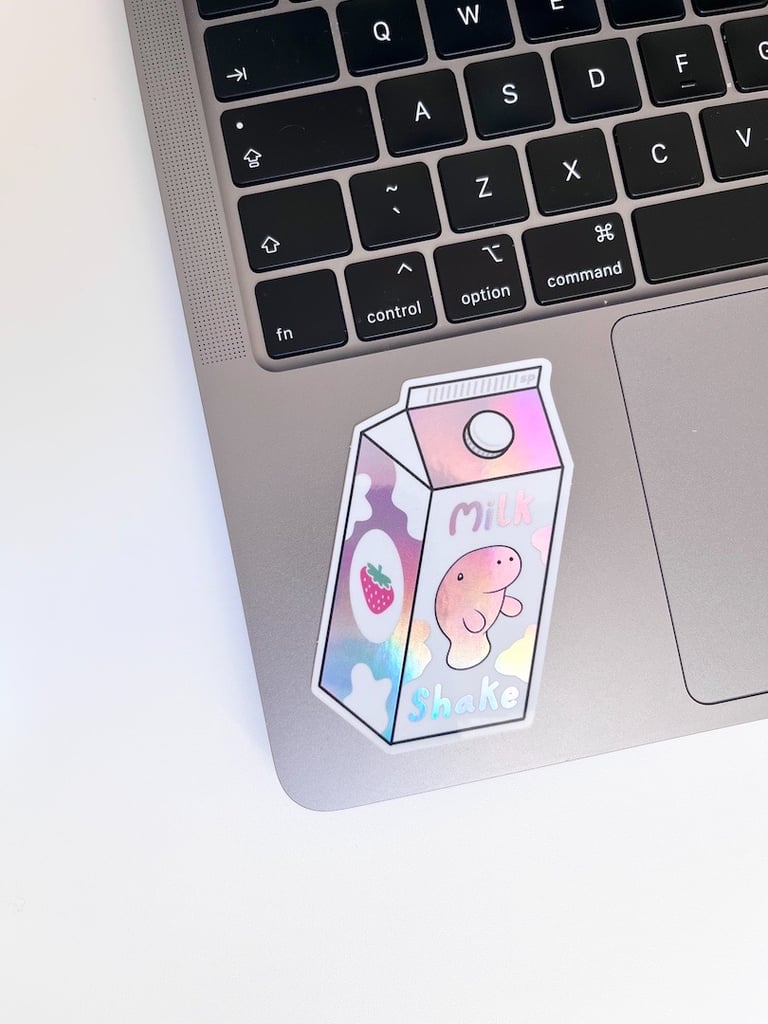 Holographic Strawberry Milkshake Sticker Image 5
