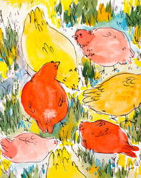 Chickens in the Grass - Print