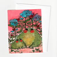 Image 1 of Mama Frog & Flowers - A2 Greeting Card