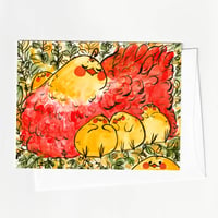 Image 1 of Mama Hen & Chicks - A2 Greeting Card