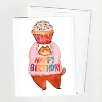 Image 1 of Happy Birthday Nice Cat - A2 Greeting Card