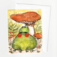 Image 1 of Frogs Under the Mushroom - A2 Greeting Card