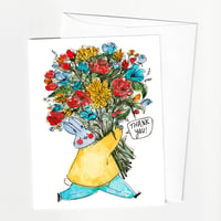 Image 1 of Thank You Bun with Flowers - A2 Greeting Card