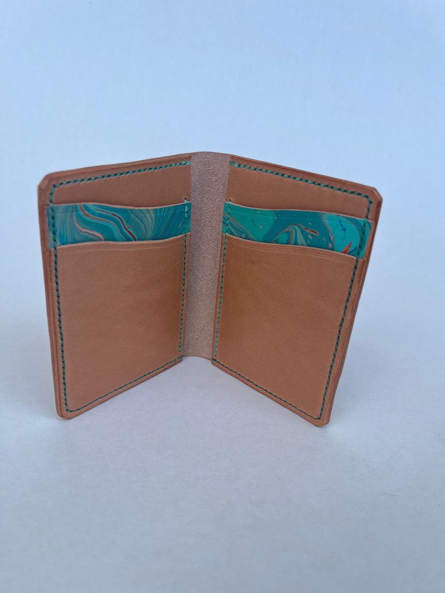 Image of Natural Vachetta/Marbled Vertical Cardholder 