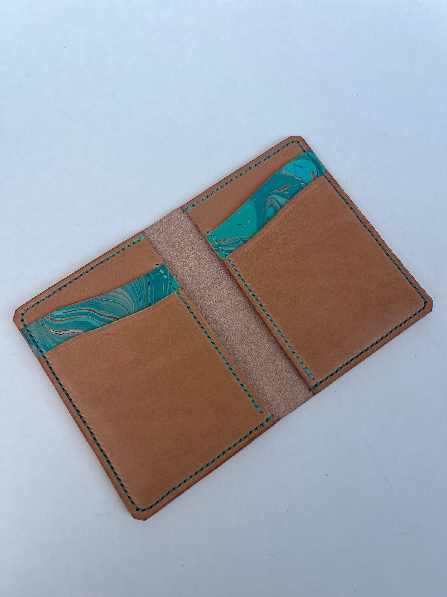 Image of Natural Vachetta/Marbled Vertical Cardholder 