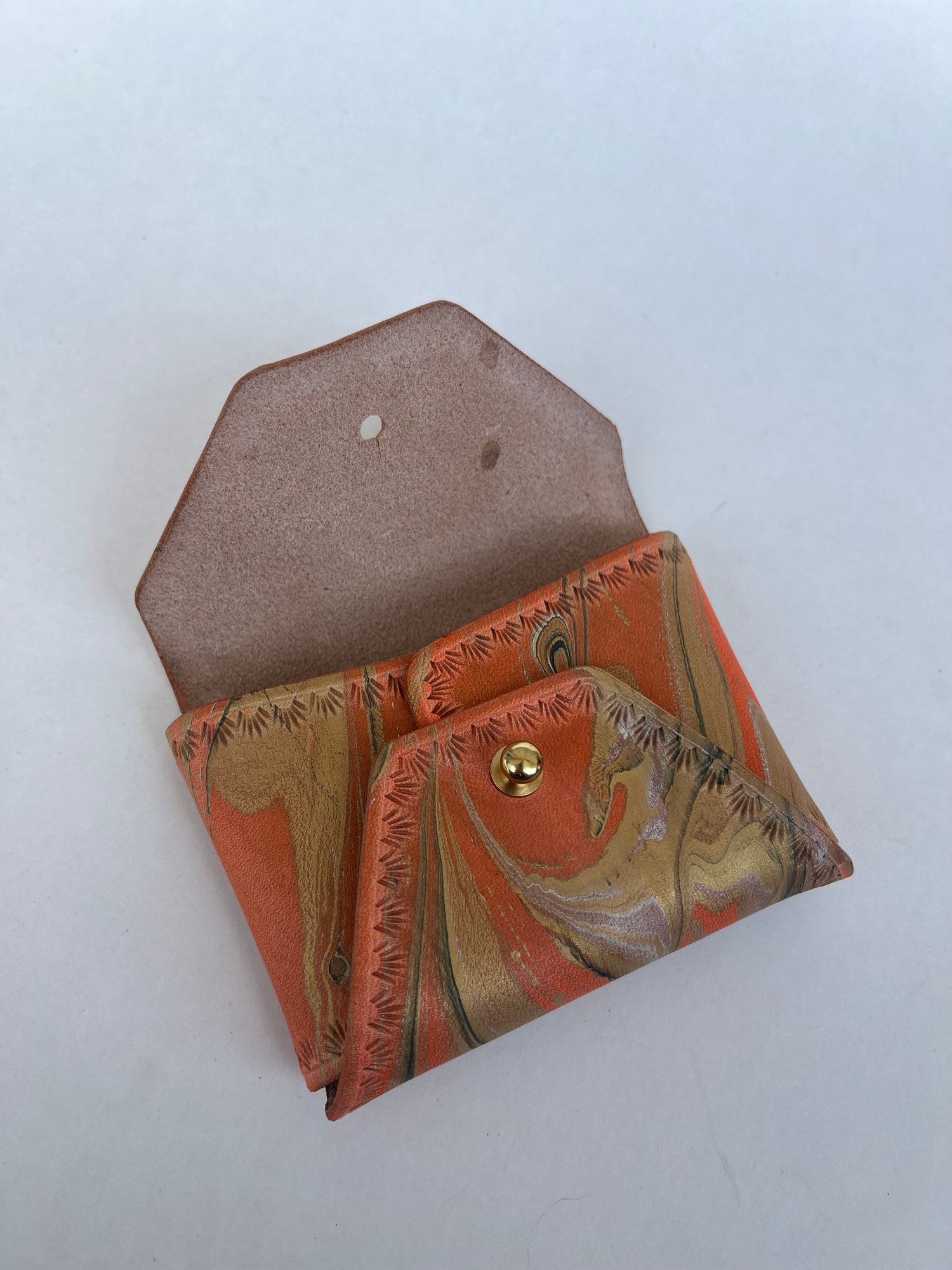 Image of Orange/Gold Marbled “No Stitch” Card Wallet 