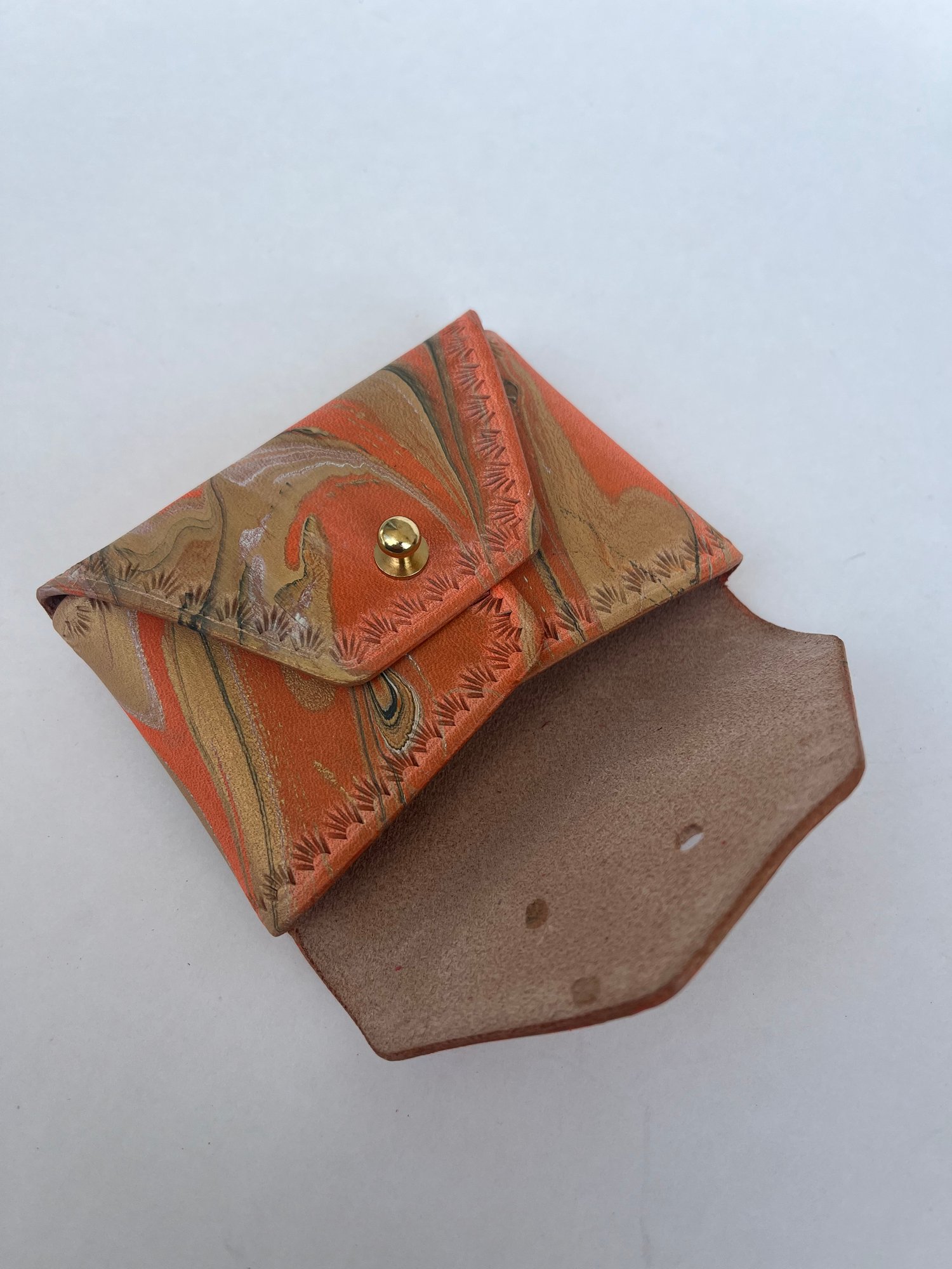 Image of Orange/Gold Marbled “No Stitch” Card Wallet 