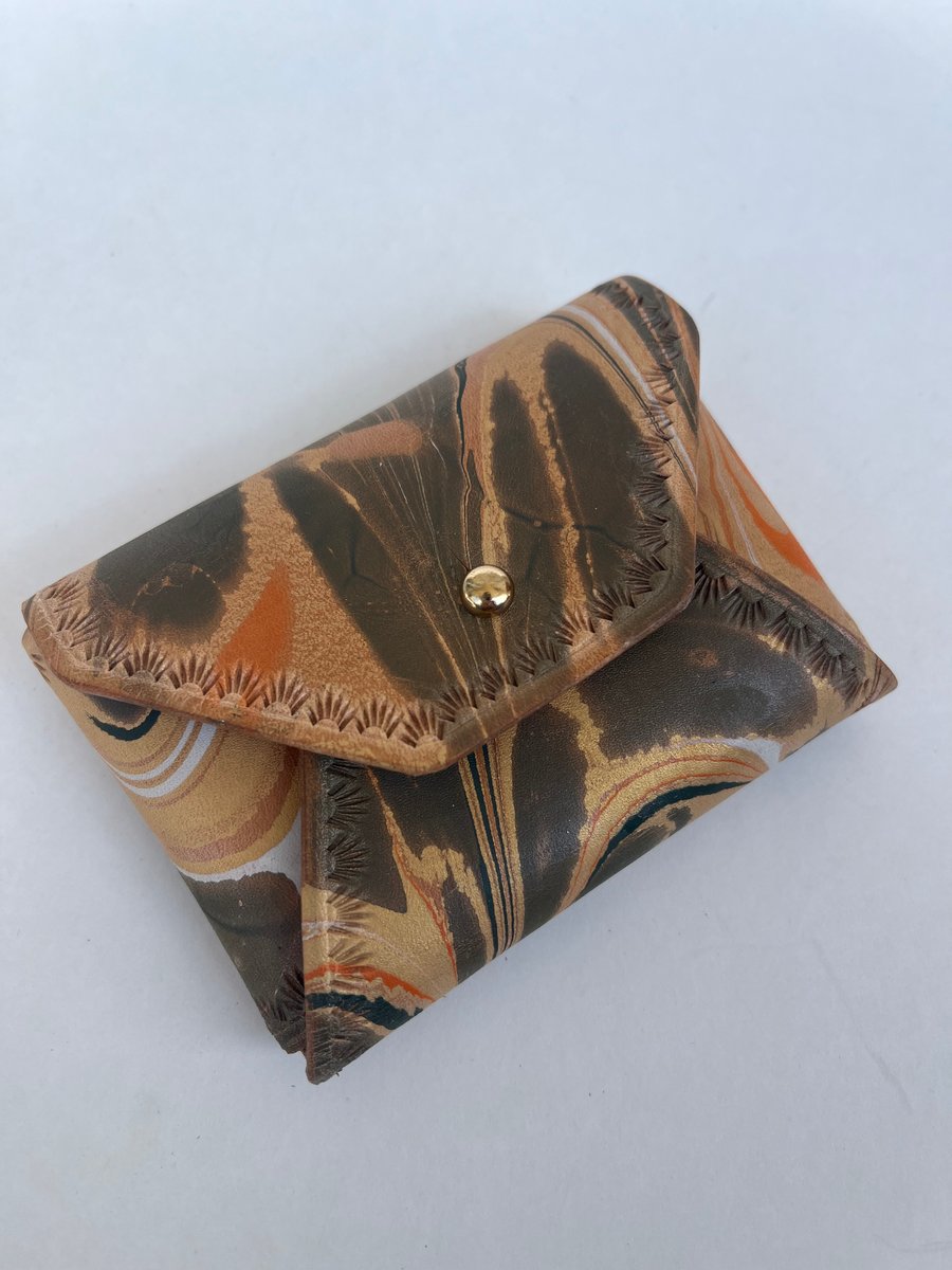 Image of Olive/Gold Marbled “No Stitch” Card Wallet 
