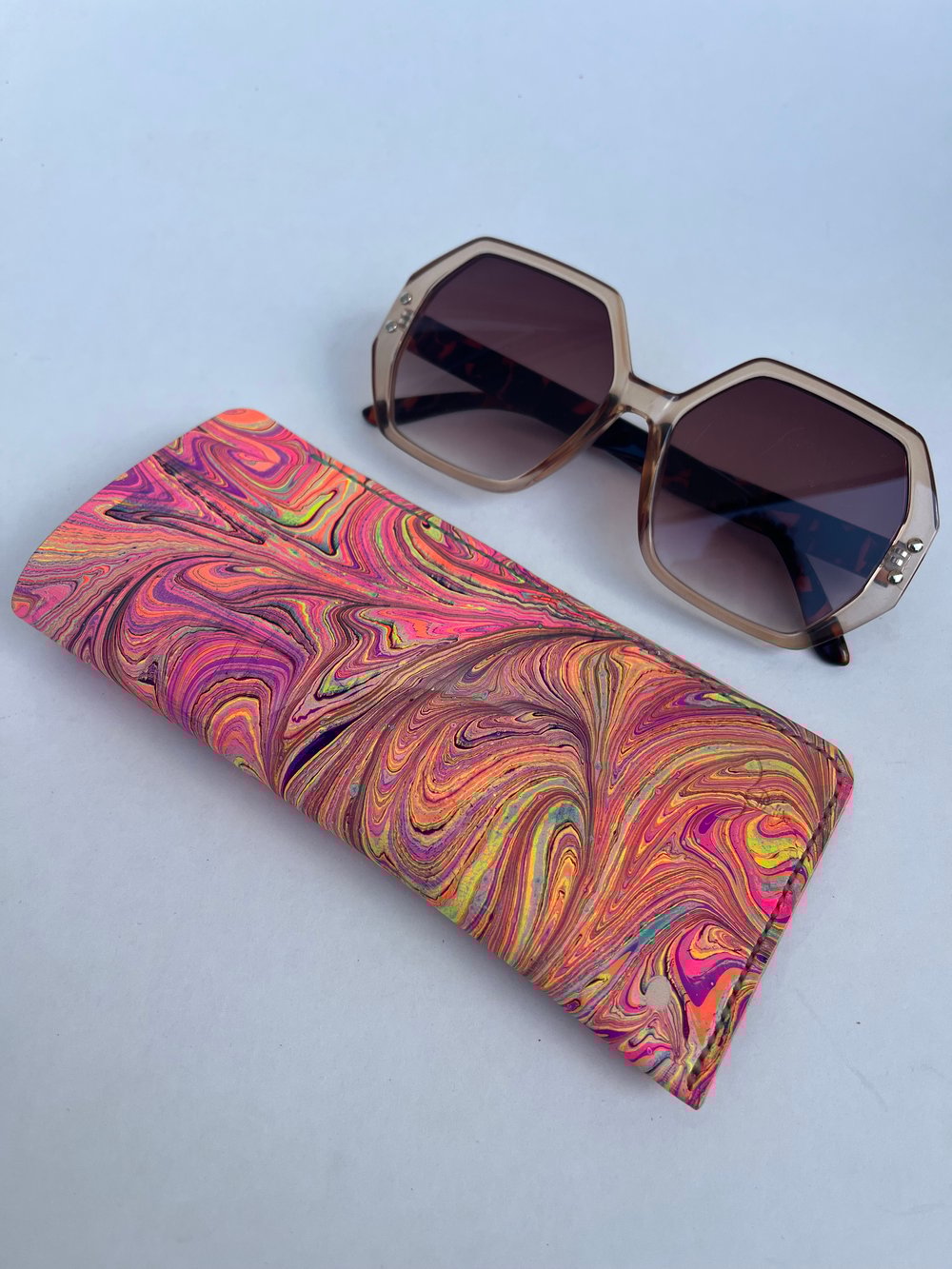 Image of Pink Psychedelic Marbled Sunglasses Case