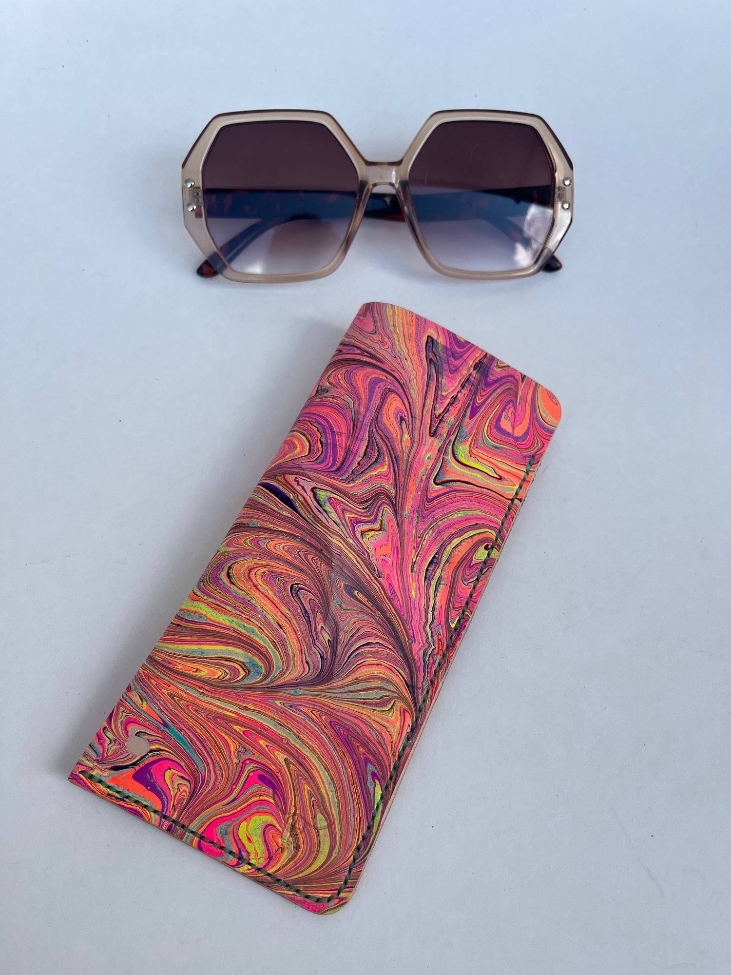 Image of Pink Psychedelic Marbled Sunglasses Case