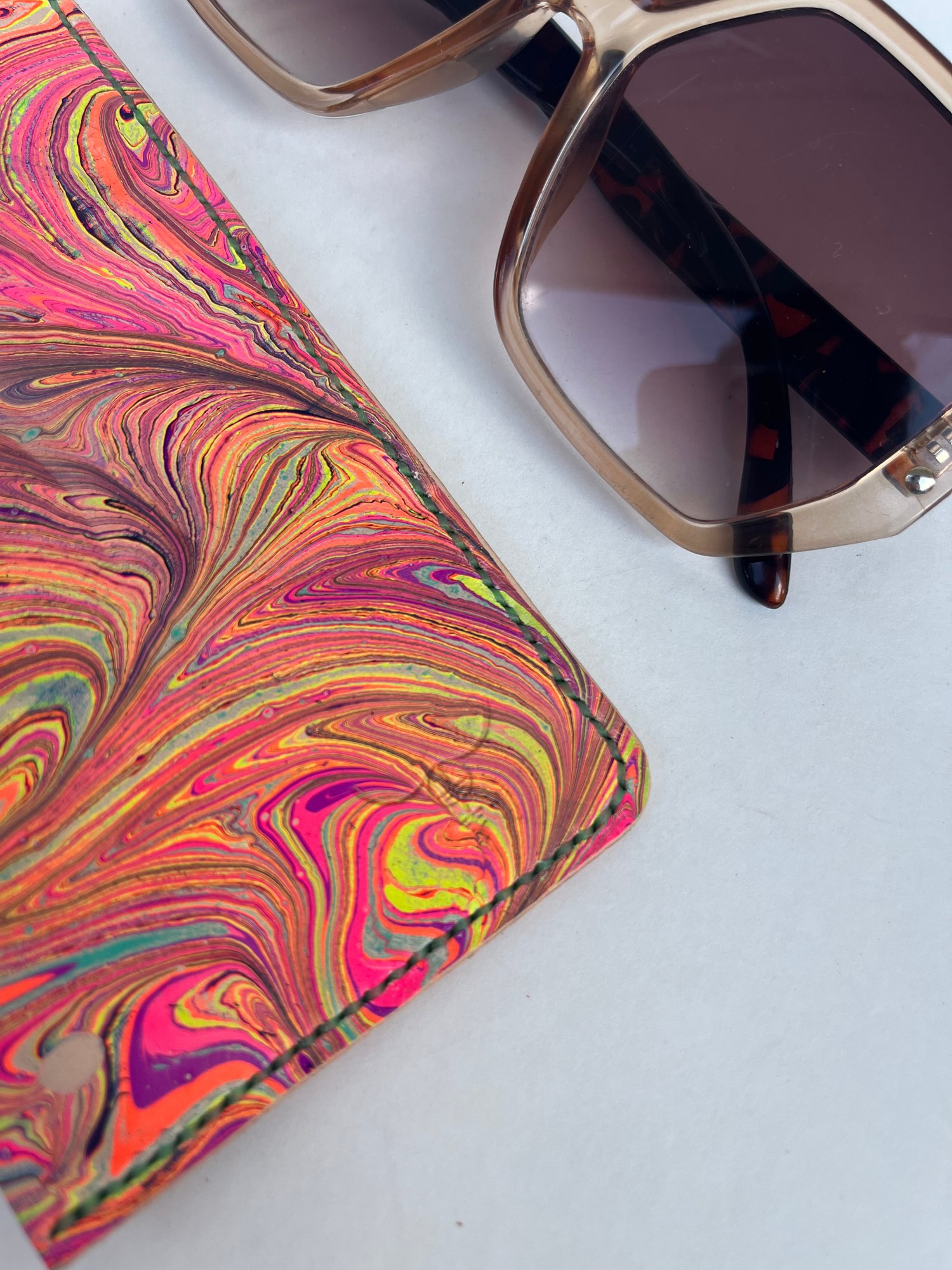 Image of Pink Psychedelic Marbled Sunglasses Case