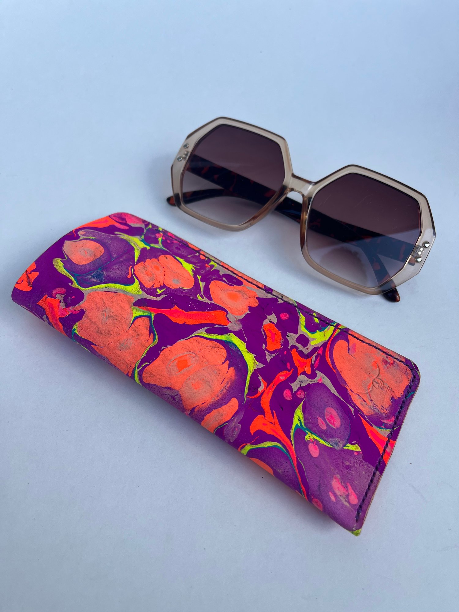 Image of Purple Psychedelic Marbled Sunglasses Case