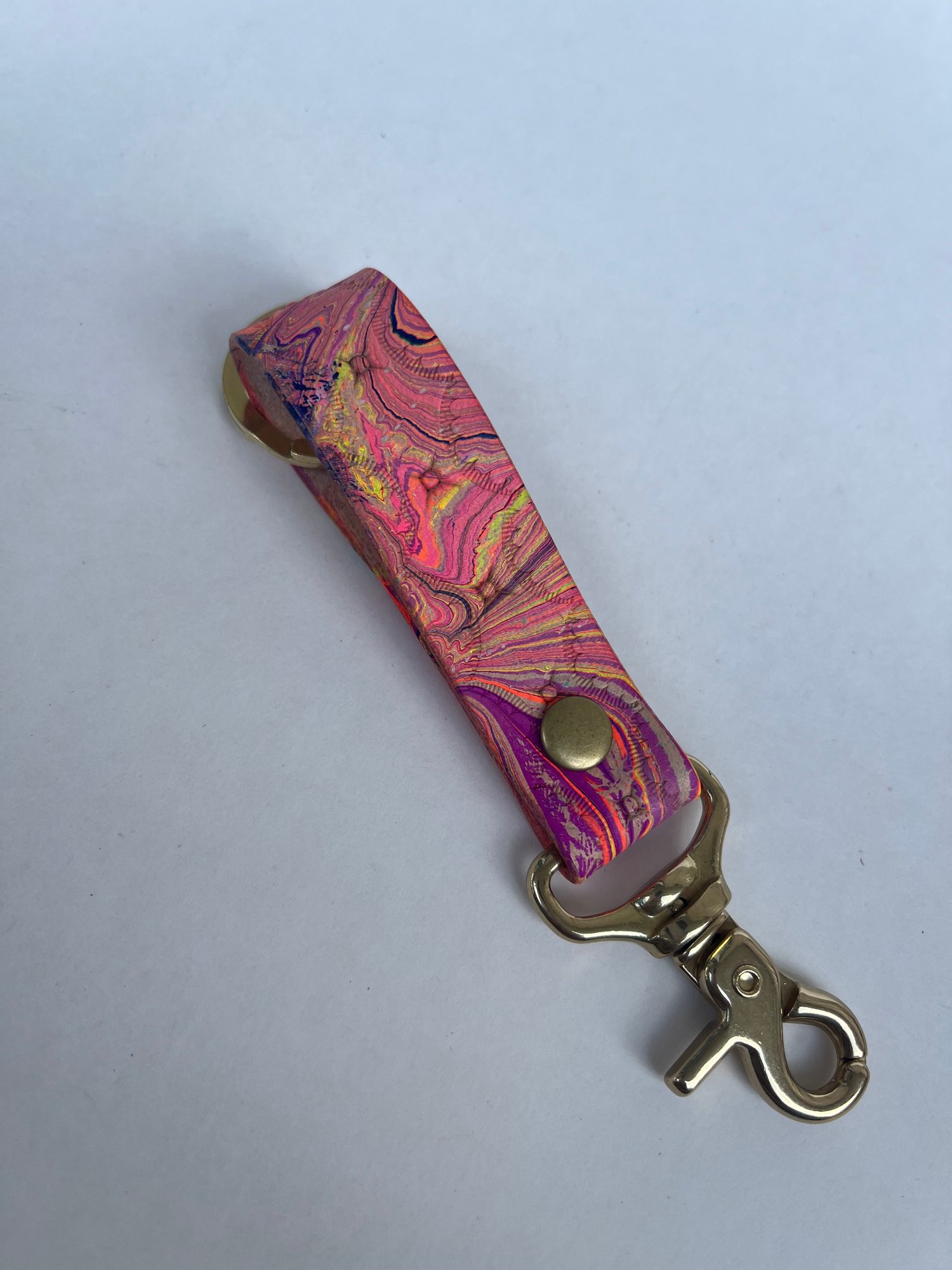 Image of Pink Marbled Long Keychain 