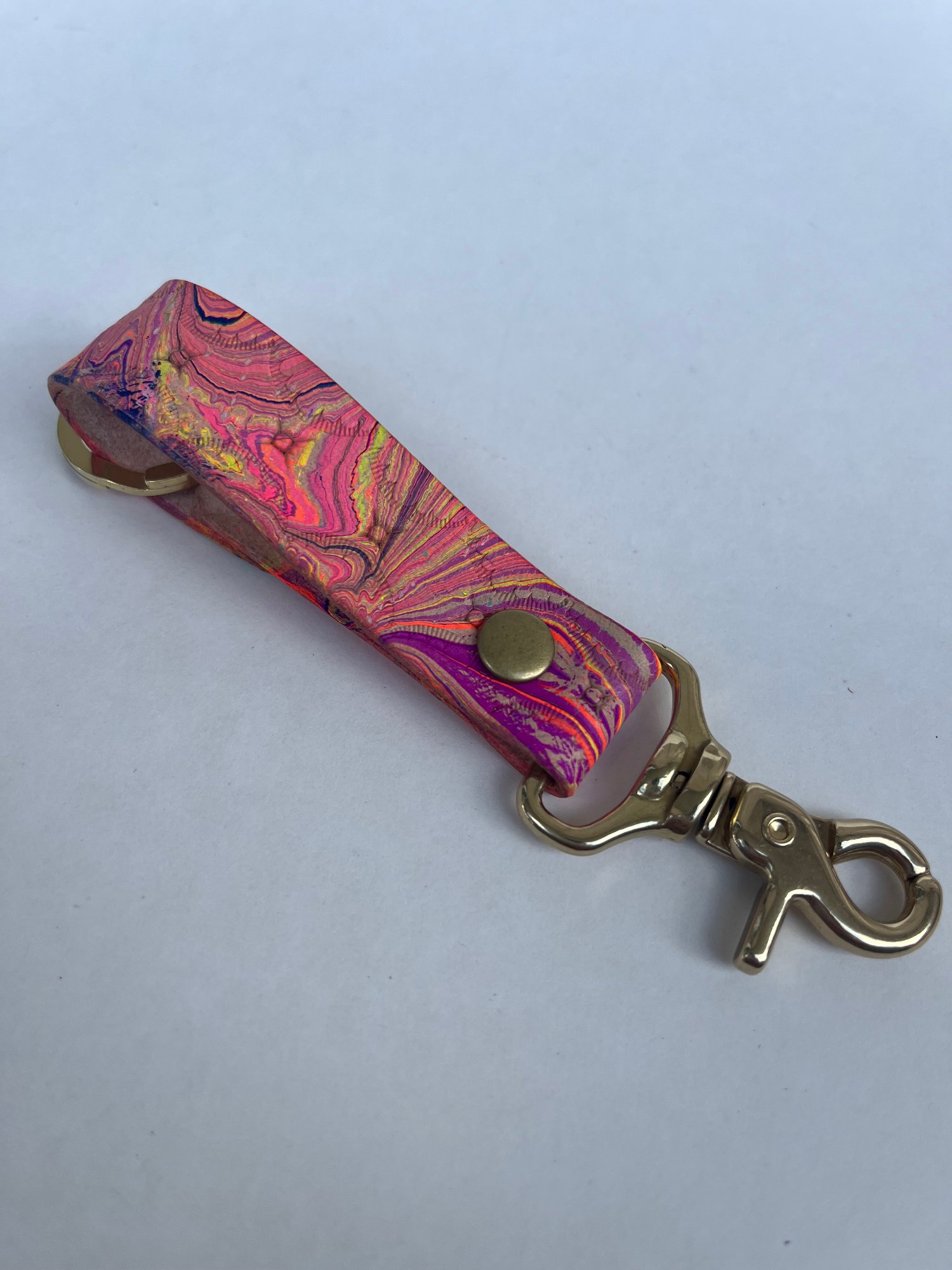 Image of Pink Marbled Long Keychain 