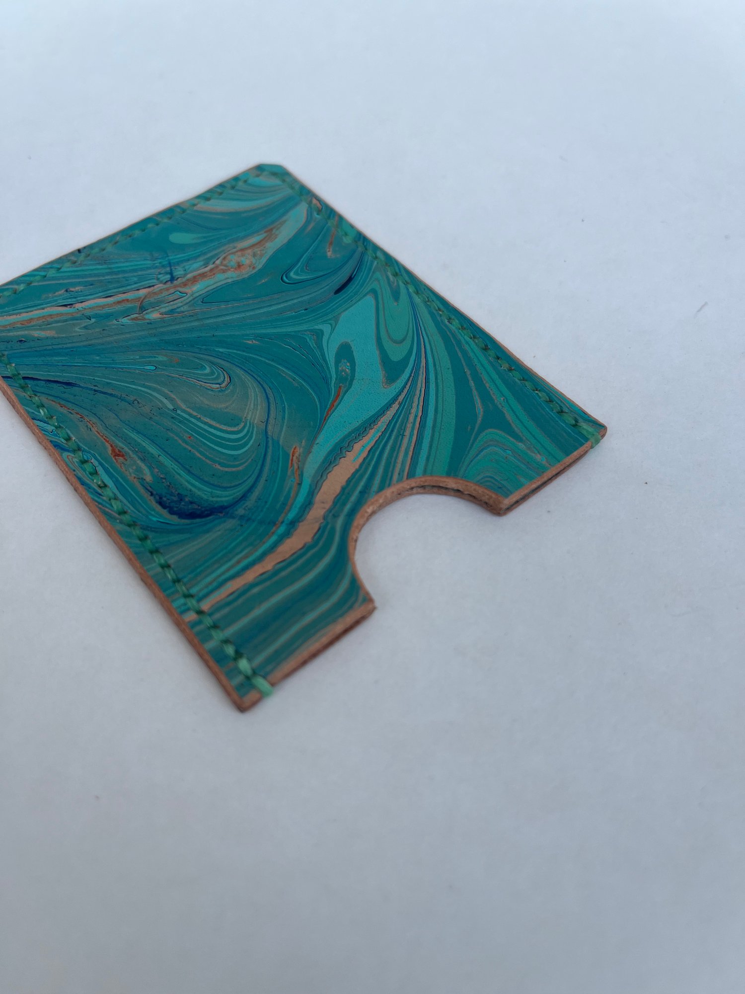 Image of Turquoise Marbled Cardholder (jade)
