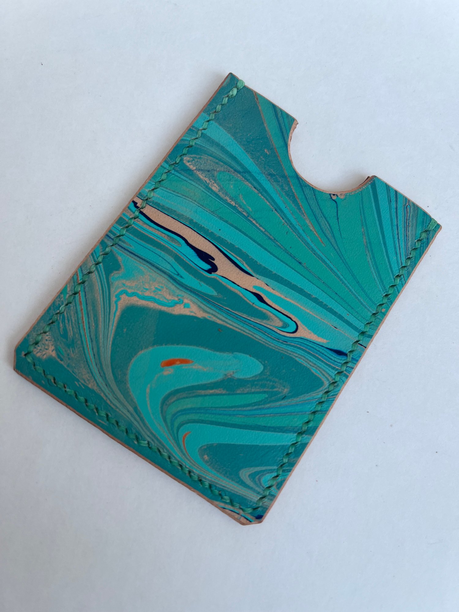 Image of Turquoise Marbled Cardholder (jade)