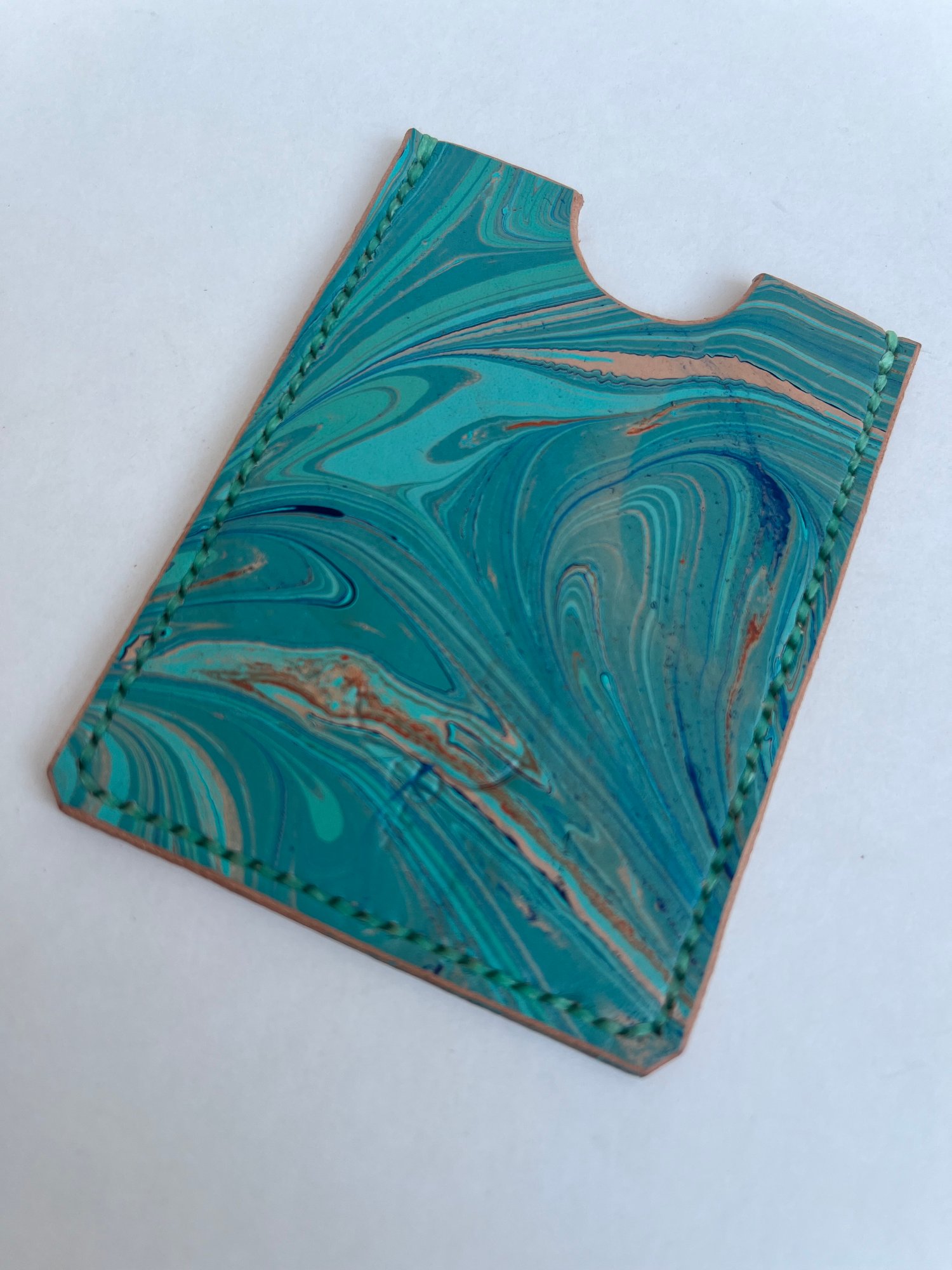 Image of Turquoise Marbled Cardholder (jade)