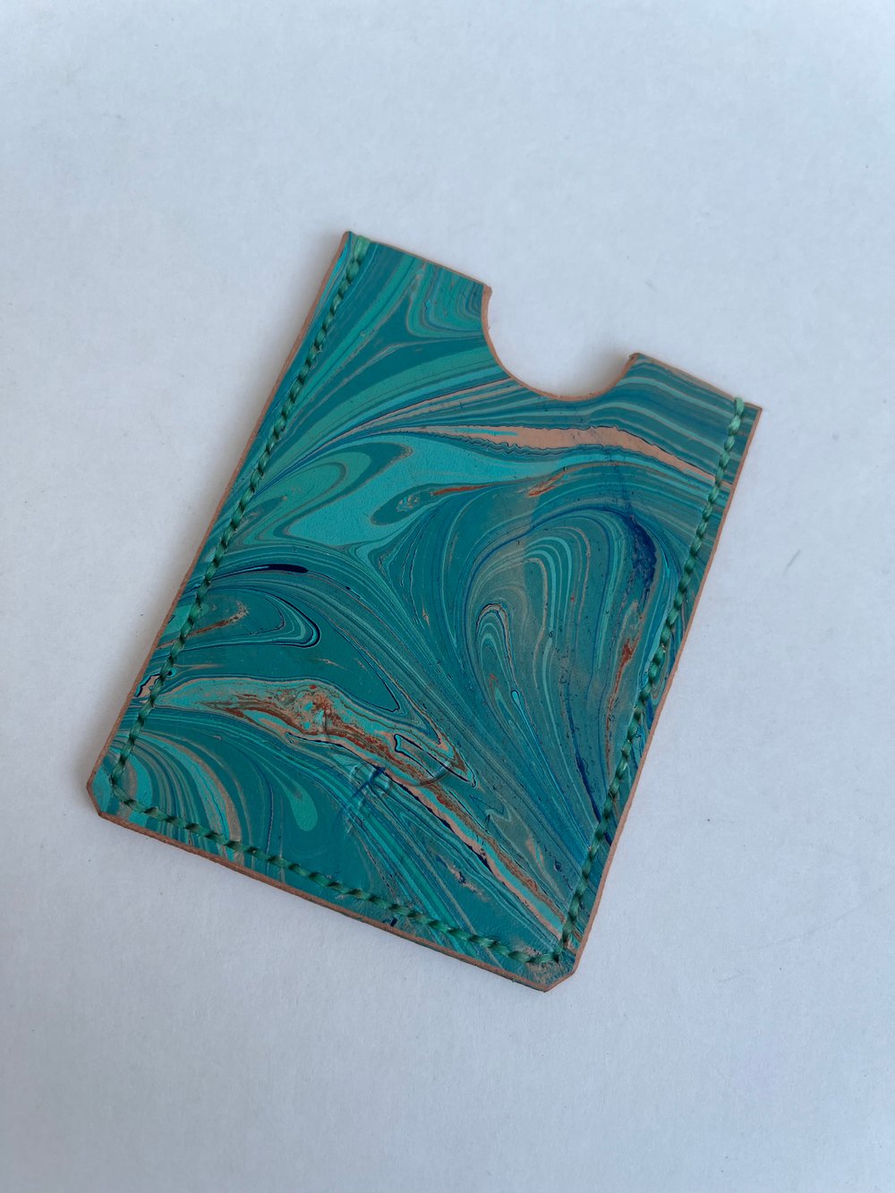 Image of Turquoise Marbled Cardholder (jade)