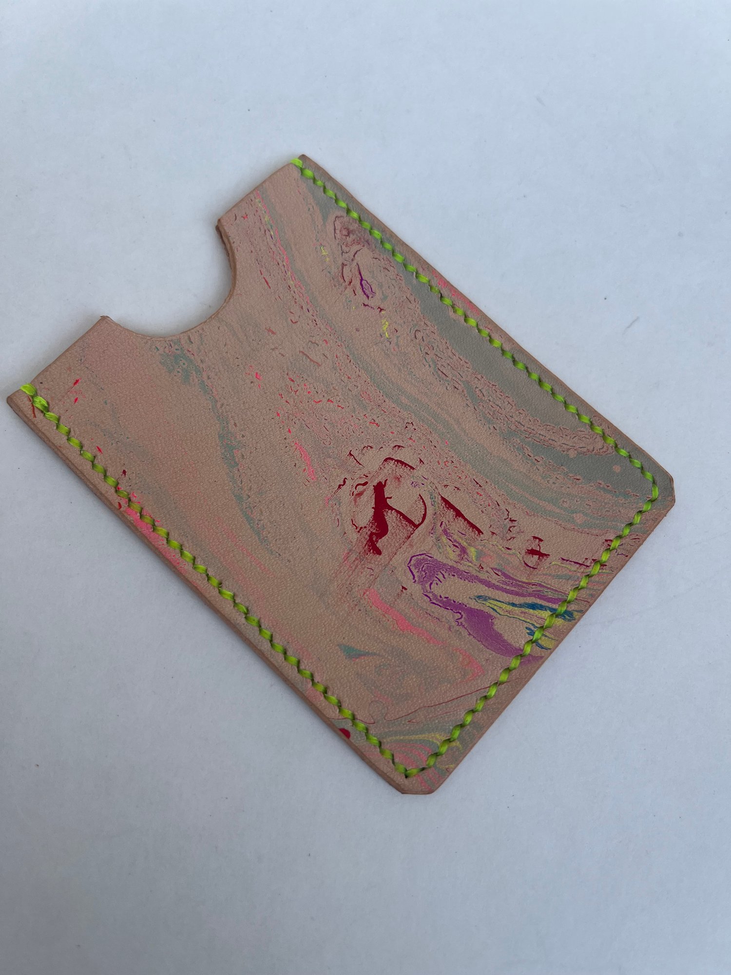 Image of Natural Marbled Cardholder (neon yellow)