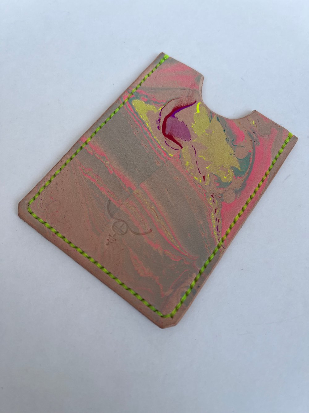 Image of Natural Marbled Cardholder (neon yellow)